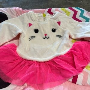 Girls Kitty Long Sleeve Fuzzy Tutu Sweater Pink and White Super cute!!